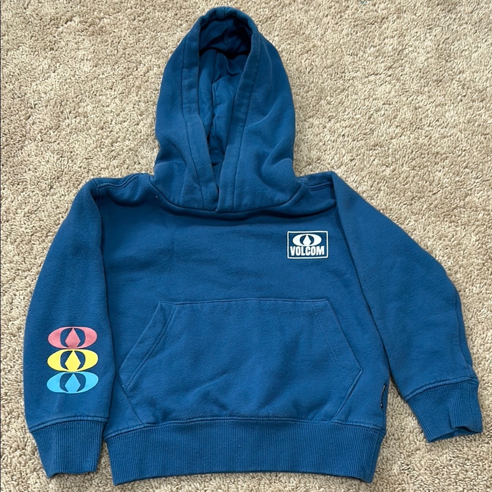 Little boys Volcom Blue Pullover Hoodie with Graphic Design 2t
